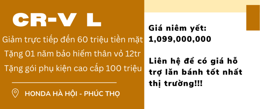 Giá ưu đãi đặc biệt cho CRV – L tại Honda Phúc Thọ trong tháng 12/2024